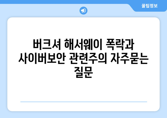 버크셔 해서웨이 폭락과 사이버보안 관련주