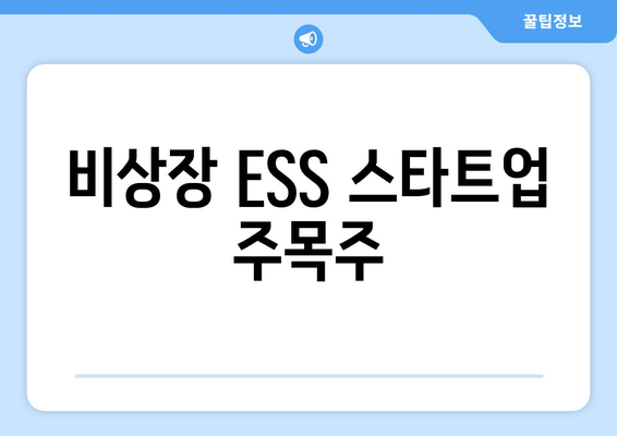 비상장 ESS 스타트업 주목주