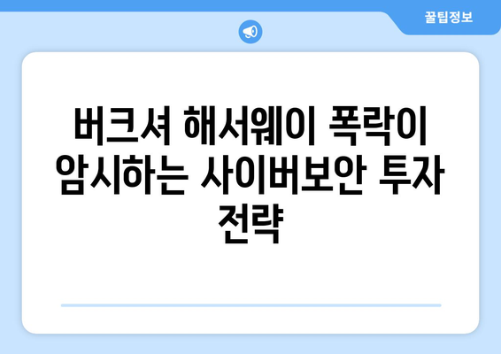 버크셔 해서웨이 폭락이 암시하는 사이버보안 투자 전략