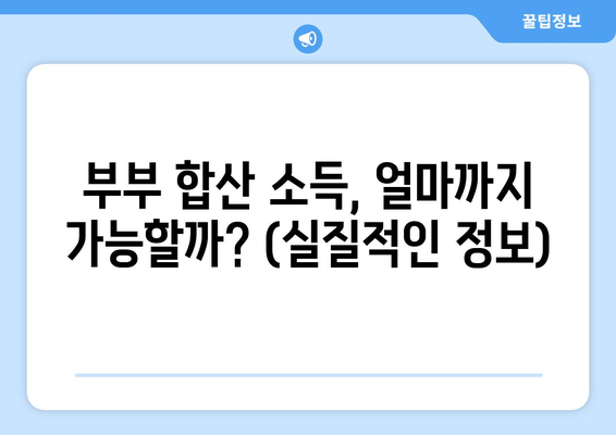 부부 합산 소득, 얼마까지 가능할까? (실질적인 정보)