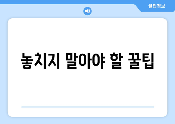 놓치지 말아야 할 꿀팁