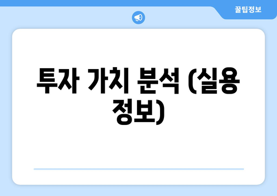 투자 가치 분석 (실용 정보)