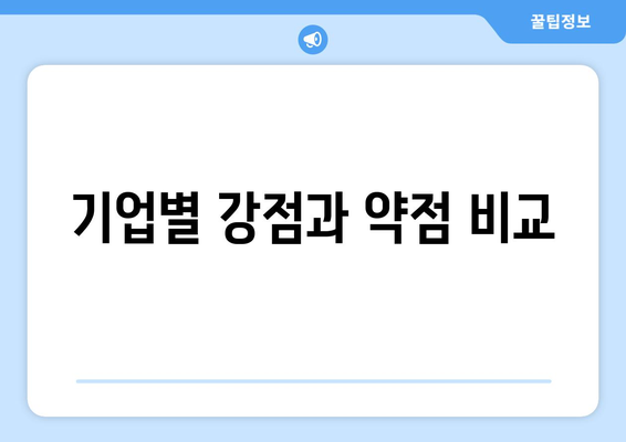 기업별 강점과 약점 비교