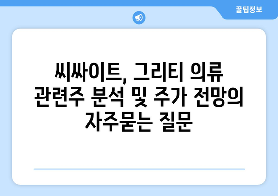 씨싸이트, 그리티 의류 관련주 분석 및 주가 전망