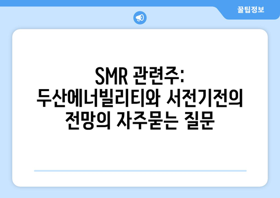 SMR 관련주: 두산에너빌리티와 서전기전의 전망