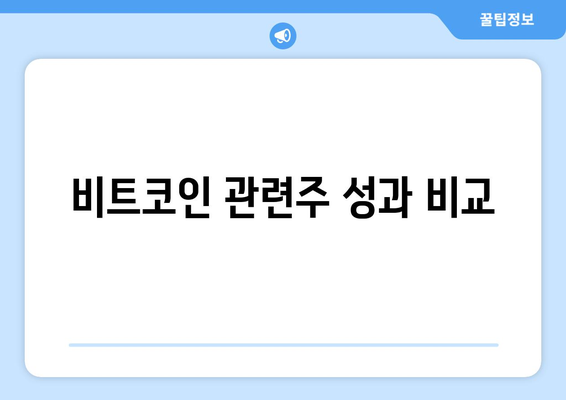 비트코인 관련주 성과 비교