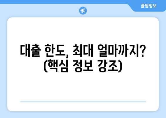 대출 한도, 최대 얼마까지? (핵심 정보 강조)