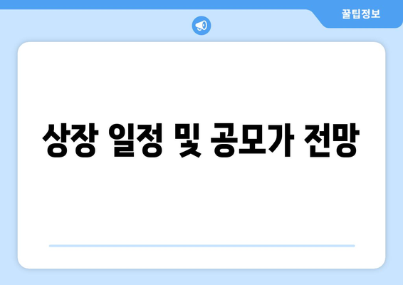 상장 일정 및 공모가 전망