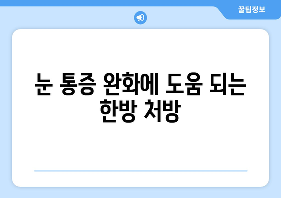 갑자기 생긴 눈 통증, 한의원에서 해결하세요 | 눈 통증 원인, 한의학적 치료, 추천 한방 치료법