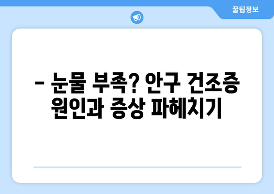 안구 건조증으로 인한 눈 통증, 원인과 관리법 완벽 가이드 | 건조한 눈, 눈 통증, 안구 건조증 관리