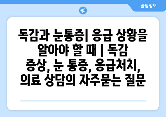 독감과 눈통증| 응급 상황을 알아야 할 때 | 독감 증상, 눈 통증, 응급처치, 의료 상담