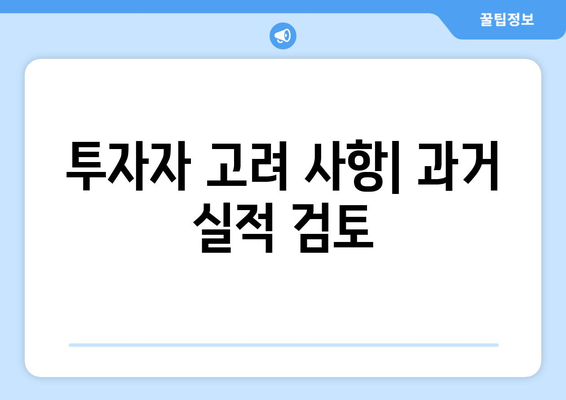 투자자 고려 사항| 과거 실적 검토