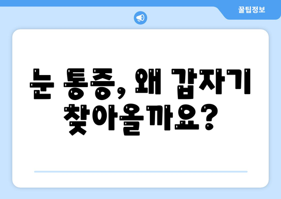 갑자기 생긴 눈 통증, 한의원에서 해결하세요 | 눈 통증 원인, 한의학적 치료, 추천 한방 치료법