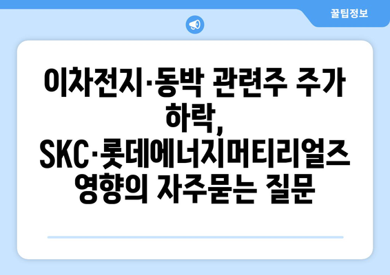 이차전지·동박 관련주 주가 하락, SKC·롯데에너지머티리얼즈 영향