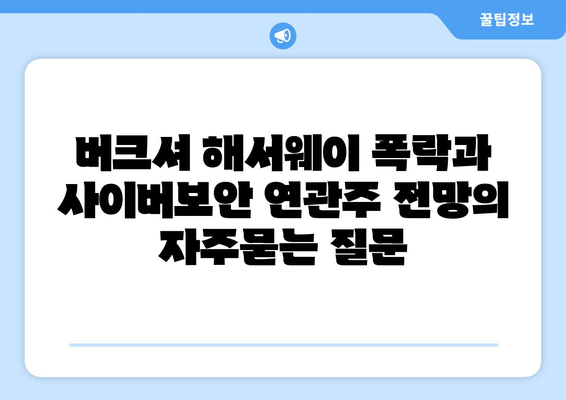 버크셔 해서웨이 폭락과 사이버보안 연관주 전망