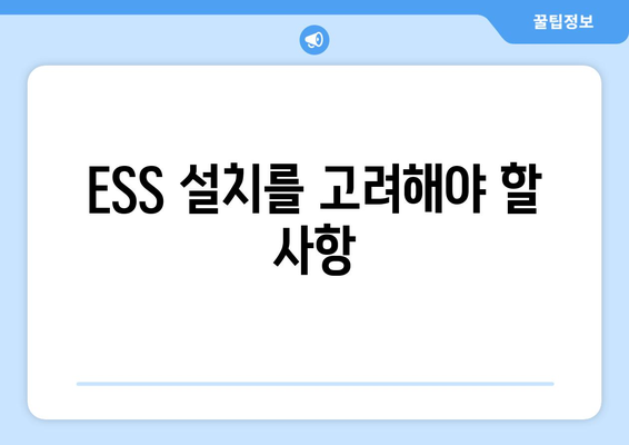 ESS 설치를 고려해야 할 사항