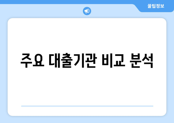 주요 대출기관 비교 분석