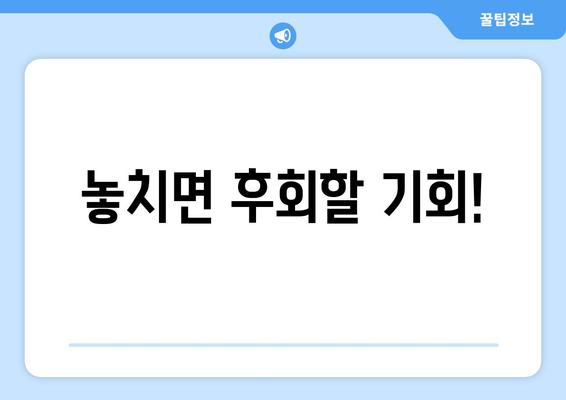 놓치면 후회할 기회!