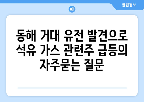 동해 거대 유전 발견으로 석유 가스 관련주 급등