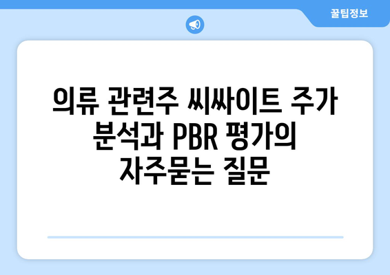 의류 관련주 씨싸이트 주가 분석과 PBR 평가