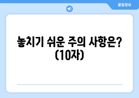 놓치기 쉬운 주의 사항은? (10자)