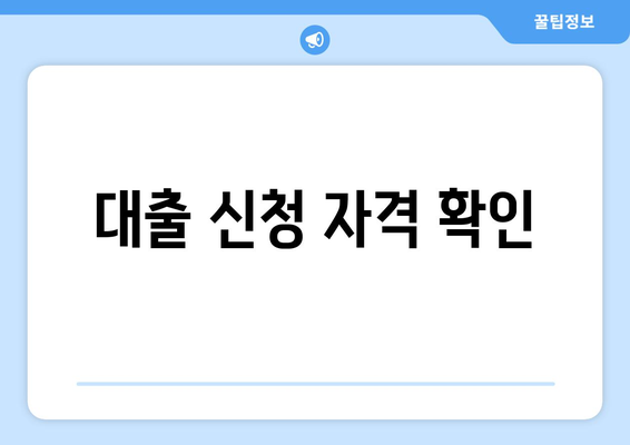 대출 신청 자격 확인