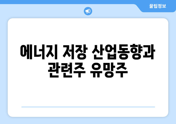 에너지 저장 산업동향과 관련주 유망주