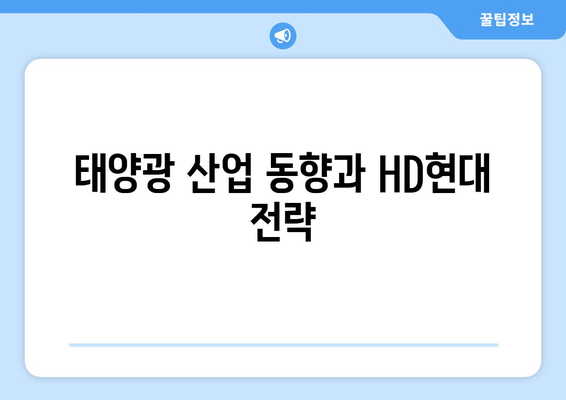 태양광 산업 동향과 HD현대 전략