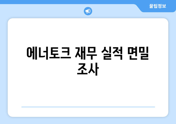 에너토크 재무 실적 면밀 조사