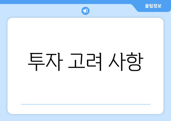 투자 고려 사항