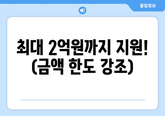 최대 2억원까지 지원! (금액 한도 강조)