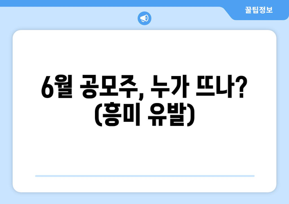 6월 공모주, 누가 뜨나? (흥미 유발)