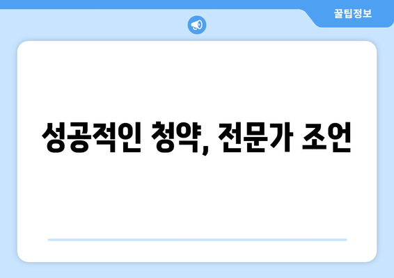 성공적인 청약, 전문가 조언