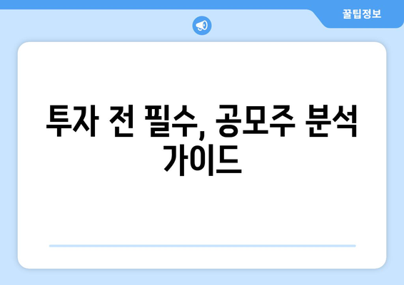 투자 전 필수, 공모주 분석 가이드