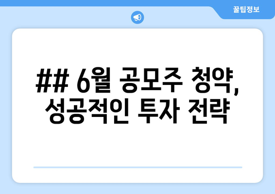 ## 6월 공모주 청약, 성공적인 투자 전략