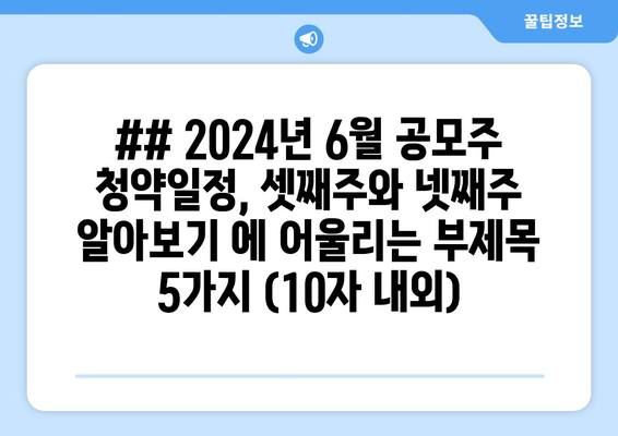 ## 2024년 6월 공모주 청약일정, 셋째주와 넷째주 알아보기 에 어울리는 부제목 5가지 (10자 내외)