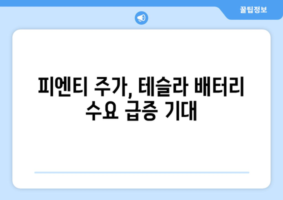 피엔티 주가, 테슬라 배터리 수요 급증 기대