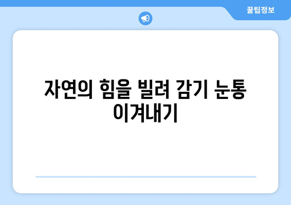 감기 눈통, 약국 대신 이걸 써보세요! | 대안 치료법 비교분석| 장점과 단점 꼼꼼히 살펴보기