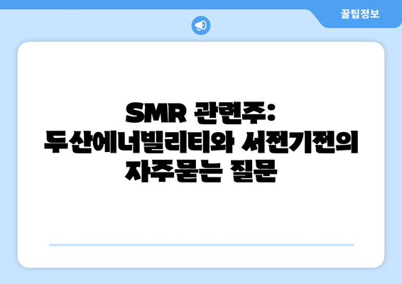 SMR 관련주: 두산에너빌리티와 서전기전