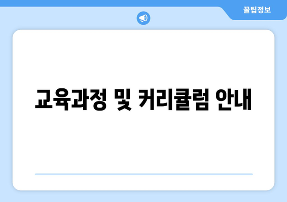 교육과정 및 커리큘럼 안내