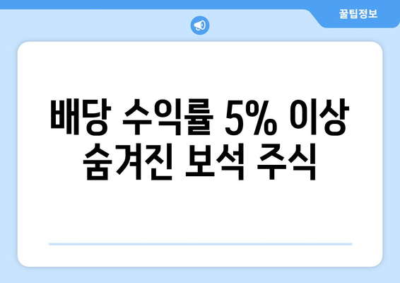 배당 수익률 5% 이상 숨겨진 보석 주식