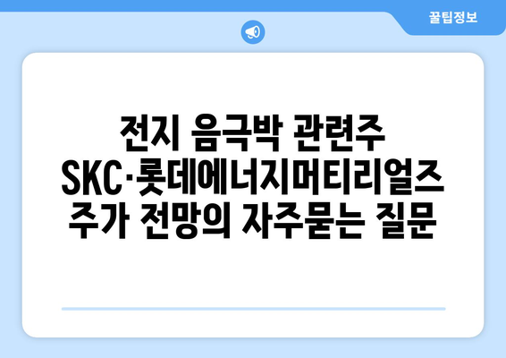 전지 음극박 관련주 SKC·롯데에너지머티리얼즈 주가 전망