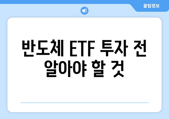 반도체 ETF 투자 전 알아야 할 것