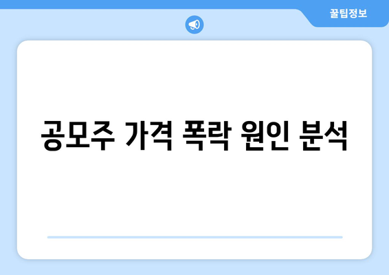 공모주 가격 폭락 원인 분석