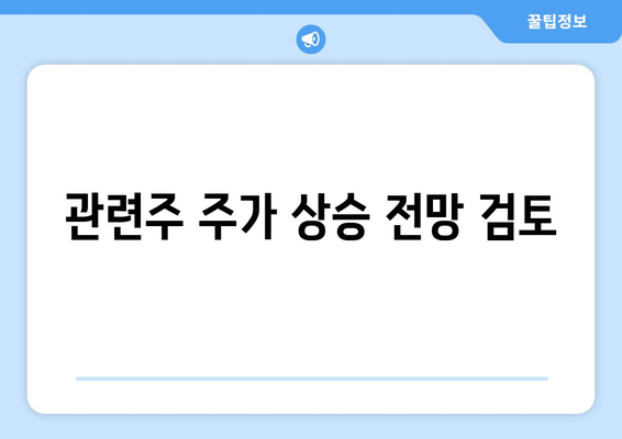 관련주 주가 상승 전망 검토