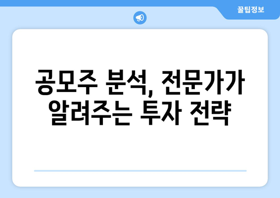 공모주 분석, 전문가가 알려주는 투자 전략