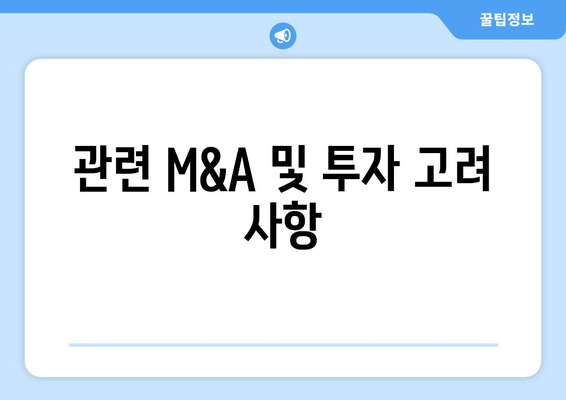 관련 M&A 및 투자 고려 사항