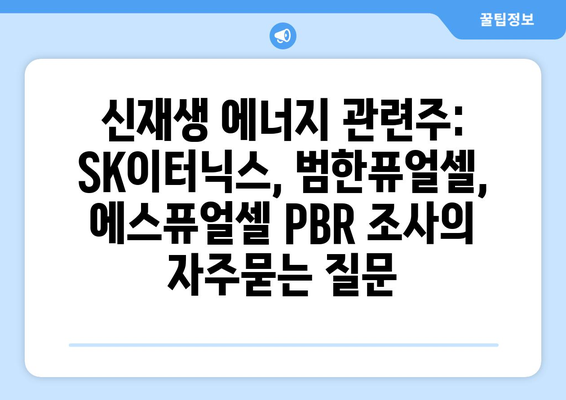 신재생 에너지 관련주: SK이터닉스, 범한퓨얼셀, 에스퓨얼셀 PBR 조사