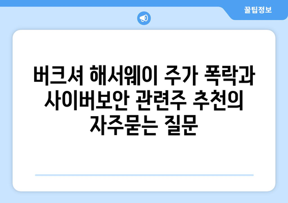 버크셔 해서웨이 주가 폭락과 사이버보안 관련주 추천