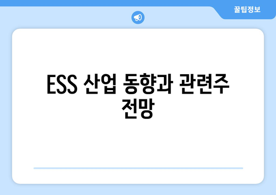 ESS 산업 동향과 관련주 전망